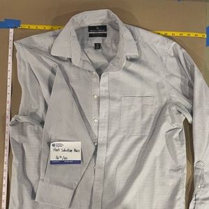 Hart Schaffner Marx Dress Shirt Gray White Plaid 16.5/35